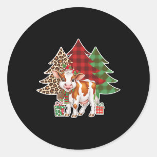 Funny Kuh Weihnachtsbaum Xmas Kuh liebt Männer Fra Runder Aufkleber