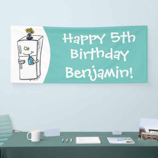 Funny Kühlschrank Cartoon Illustration Banner (Messe)