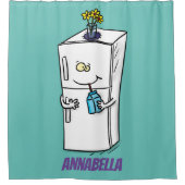 Funny Kühlschrank Cartoon Illustration Duschvorhang (Vorderseite)