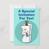 Funny Kühlschrank Cartoon Illustration Einladung (Rückseite)