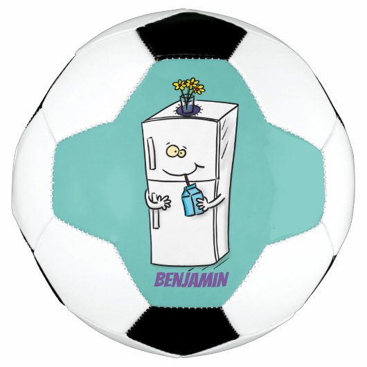 Funny Kühlschrank Cartoon Illustration Fußball (Vorderseite)
