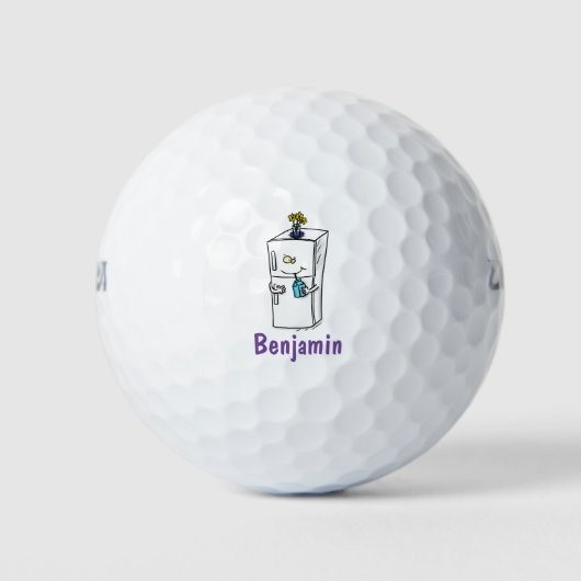 Funny Kühlschrank Cartoon Illustration Golfball (Vorderseite)