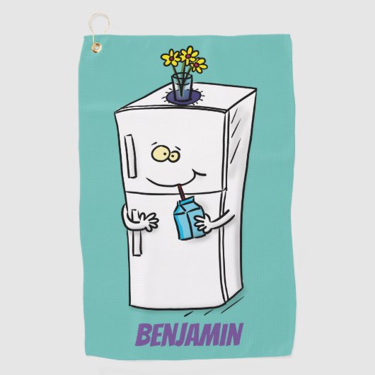 Funny Kühlschrank Cartoon Illustration Golfhandtuch (Vorderseite)