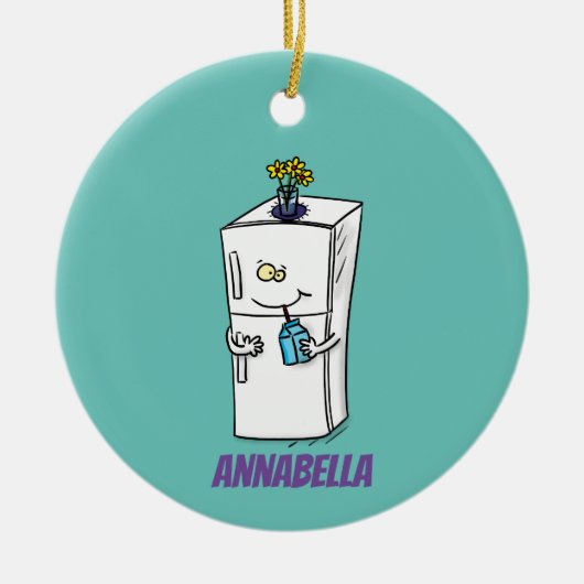 Funny Kühlschrank Cartoon Illustration Keramik Ornament (Vorne)