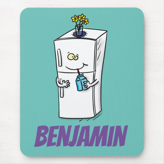 Funny Kühlschrank Cartoon Illustration Mousepad (Vorne)