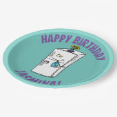 Funny Kühlschrank Cartoon Illustration Pappteller (Schrägansicht)