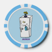 Funny Kühlschrank Cartoon Illustration Pokerchips (Vorderseite)
