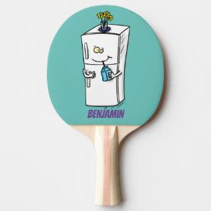 Funny Kühlschrank Cartoon Illustration Tischtennis Schläger