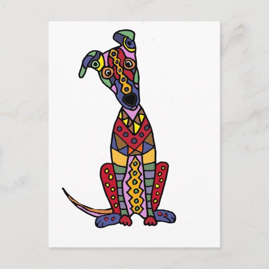 Funny Künstlerisch Greyhound Dog Abstrakte Kunst Postkarte (Vorderseite)