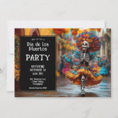 💀 Funny La Calavera in Hut mit Blume Einladung (Vorderseite)