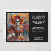 💀 Funny La Calavera in Hut mit Blume Einladung (Rückseite)