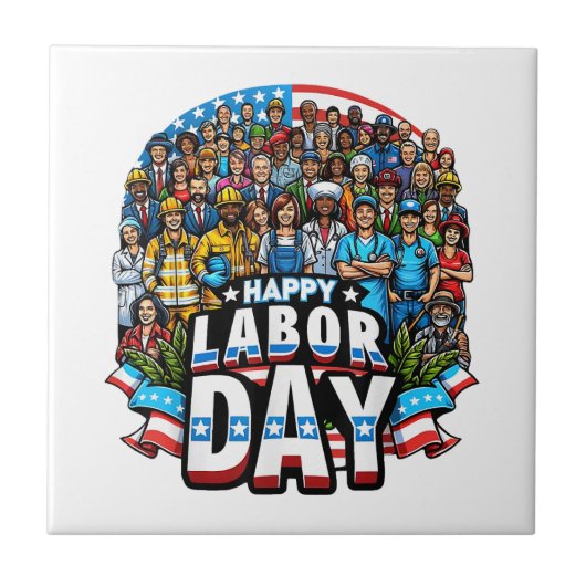 Funny Labour Day Happy American Labour Day Fliese (Vorderseite)