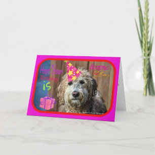 Funny Labradoodle happy birthday greeting card Karte