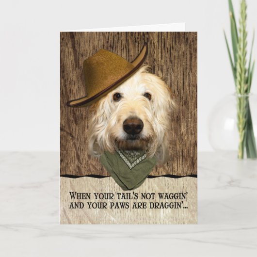 Funny Labradoodle in Cowboy Hat Bandana wird gut Karte (Vorderseite)