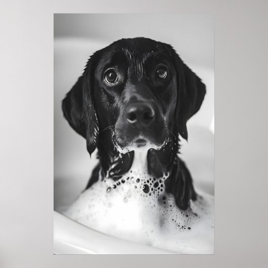 Funny Labrador Bubble Bath Print, Quirky Bathroom Poster (Vorne)