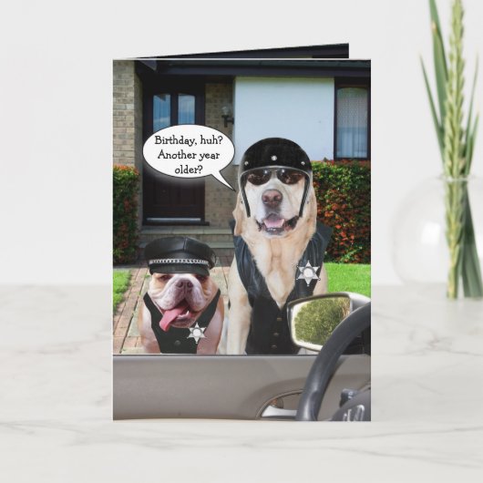 Funny Labrador & Bull Dog Officers Geburtstag Karte (Vorderseite)
