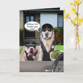 Funny Labrador & Bull Dog Officers Geburtstag Karte (Gelbe Blume)