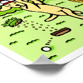 Funny Labrador Golfers Cartoon Gelbe Labrador Poster (Ecke)