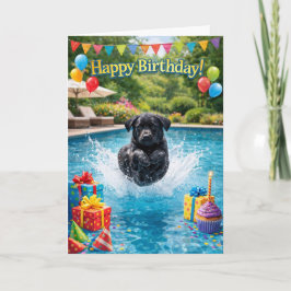 Funny Labrador puppy pool splash Karte