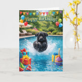 Funny Labrador puppy pool splash Karte (Gelbe Blume)