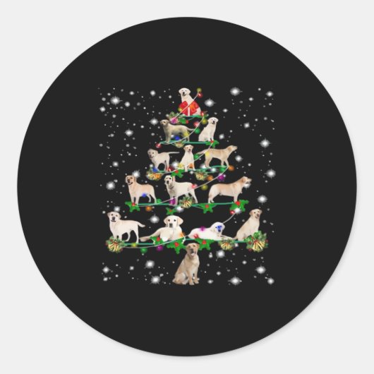 Funny Labrador Retriever Christmas Tree Classic T- Runder Aufkleber (Vorderseite)