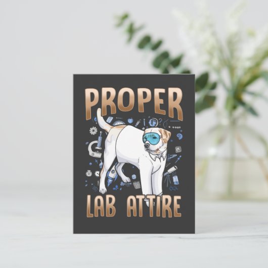 Funny Labrador Retriever Dog Chemie Science Postkarte (Stehend Vorderseite)