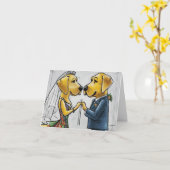 Funny Labrador Retriever Dog Wedding Art Karte (Gelbe Blume)