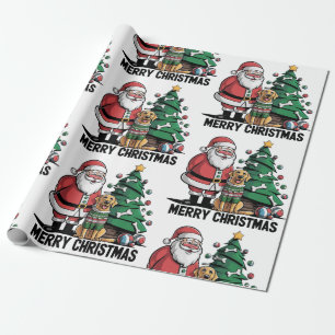 Funny Labrador Retriever Dog with Santa Claus Art Geschenkpapier