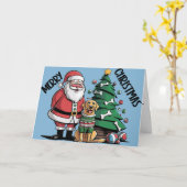 Funny Labrador Retriever Dog with Santa Claus Art Karte (Gelbe Blume)