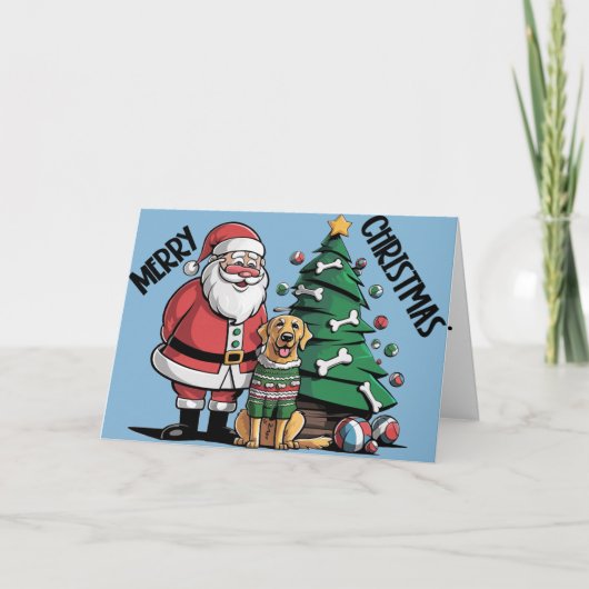 Funny Labrador Retriever Dog with Santa Claus Art Karte (Vorderseite)