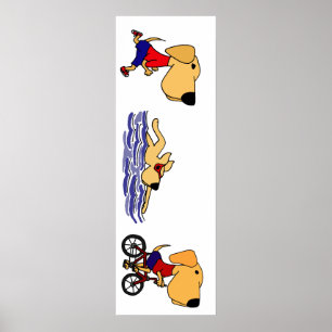 Funny Labrador Retriever Triathlete Poster