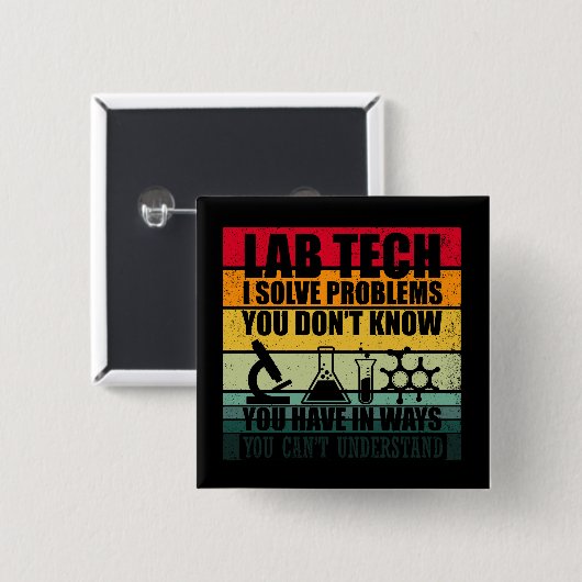 Funny Labrador tech zitiert Labortechniker Button (Vorne & Hinten)