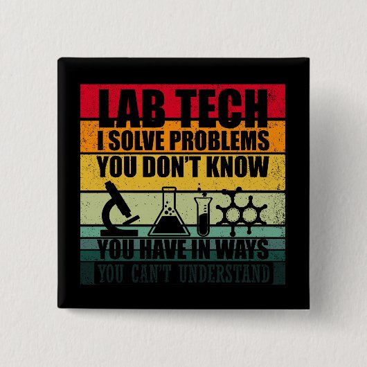 Funny Labrador tech zitiert Labortechniker Button (Vorderseite)