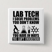 Funny Labrador tech zitiert Labortechniker Button (Vorderseite)