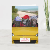 Funny Labradors on Beach Birthday Card