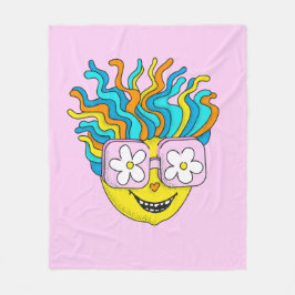 Funny Lächeln Charakter mit rosa Brillen farbig Fleecedecke