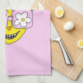 Funny Lächeln Charakter mit rosa Brillen farbig Geschirrtuch (Viertel Falte)