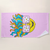 Funny Lächeln Charakter mit rosa Brillen farbig Strandtuch (Vorderseite)