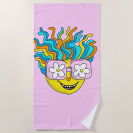 Funny Lächeln Charakter mit rosa Brillen farbig Strandtuch
