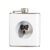 Funny lächelnd Hundekolben Flachmann (Vorderseite)