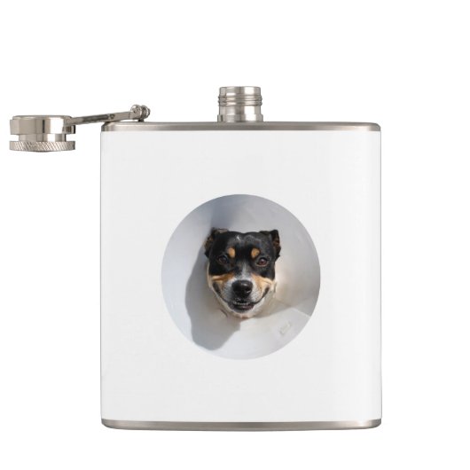 Funny lächelnd Hundekolben Flachmann (Geöffnet)