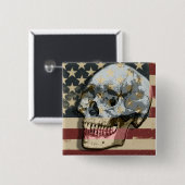 Funny lächelnd Skull American Flag Thema Button (Vorne & Hinten)