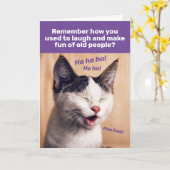 Funny lacht Katze lachen über alte Menschen Geburt Karte (Gelbe Blume)