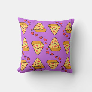 Funny lacht Pizza Muster lila Junge Kissen
