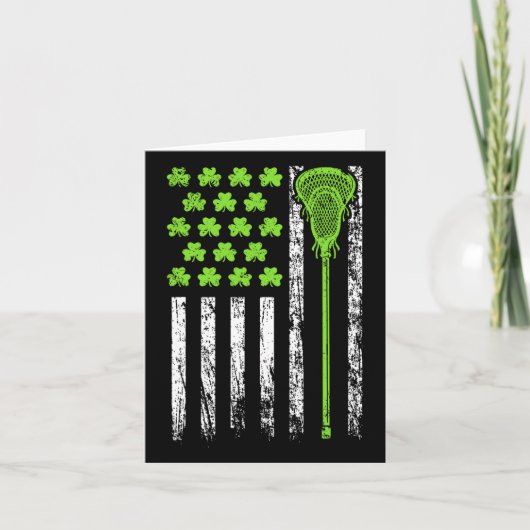 Funny Lacrosse American Flag St Patrick Day Karte (Vorderseite)