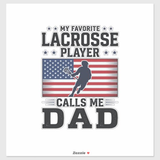 Funny Lacrosse Dad American Flag Vintage Shirt Des Aufkleber (Blatt)