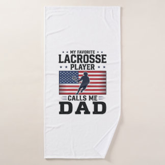 Funny Lacrosse Dad American Flag Vintage Shirt Des Badehandtuch