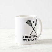 Funny Lacrosse Ich schlage Leute mit einem Stock Kaffeetasse (VorderseiteRechts)