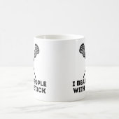 Funny Lacrosse Ich schlage Leute mit einem Stock Kaffeetasse (Mittel)