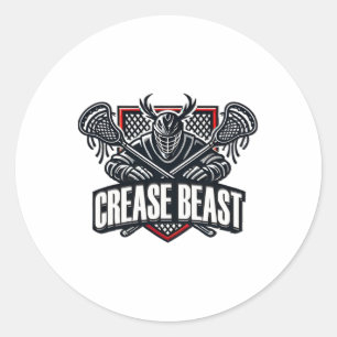 Funny Lacrosse Ops Warnung vor Crease Beast Lax Go Runder Aufkleber